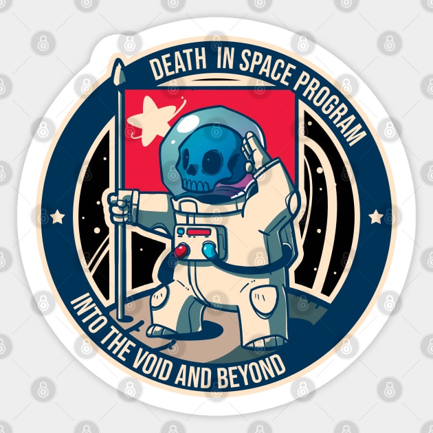 Skull Astronaut DEATH IN SPACE stripe Sticker by ArtUrzzz